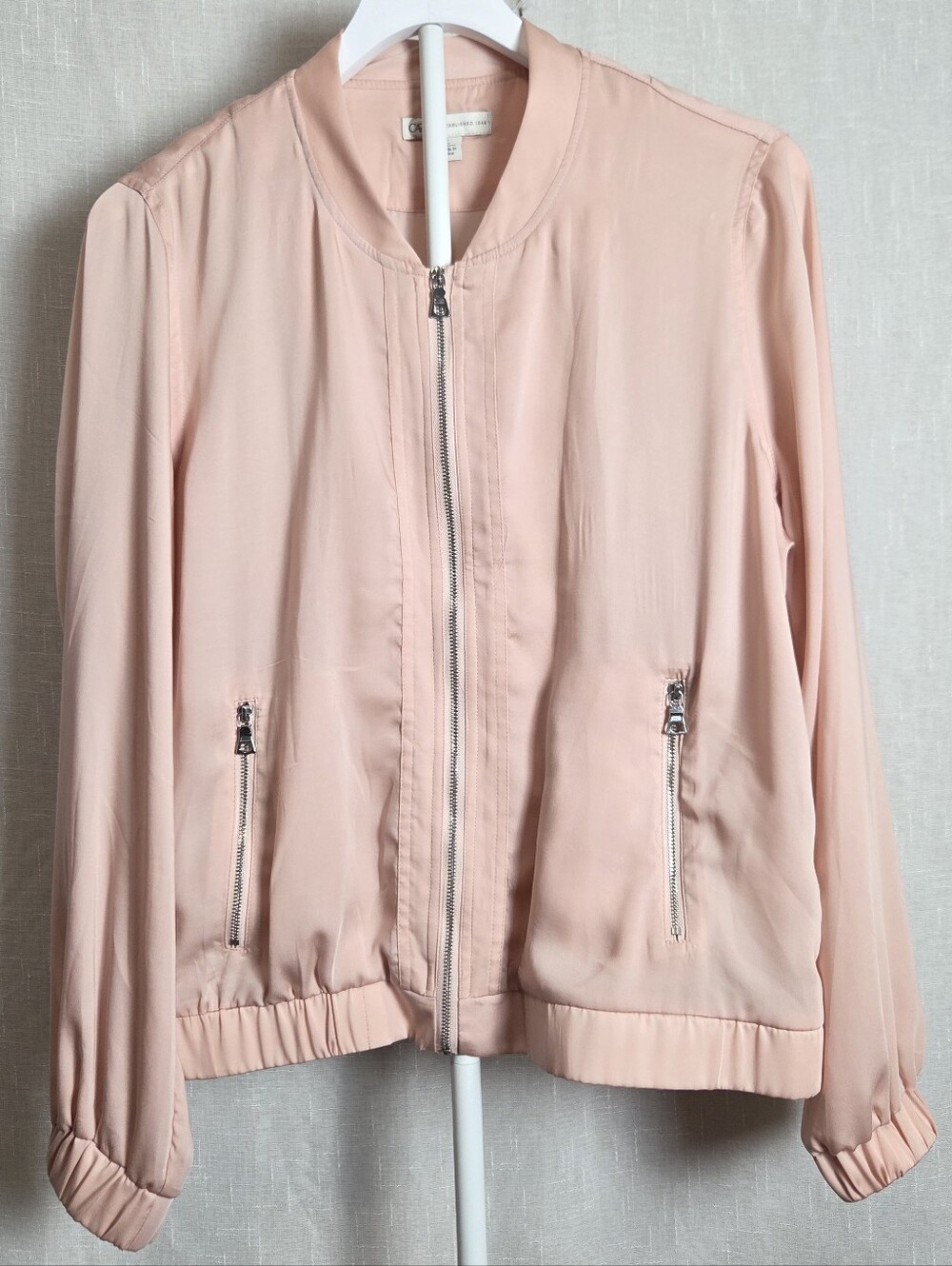 Cato Blush Pink Bomber Jacket with Silver Zippers